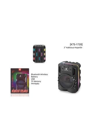 Polygold Kts-1720 Rgb Işıklı 3 İnç Bluetooth Hoparlör Speaker