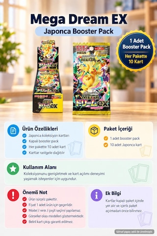 Pokémon Kart Mega Dream Ex Japonca Booster Pack 10 Kart Koleksiyon Paketi 1 Adet