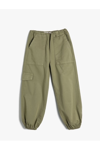 Koton Paraşüt Pantolon Pamuklu Beli Lastikli Cepli - Parachute Jean Haki 4wkg40045aw Haki