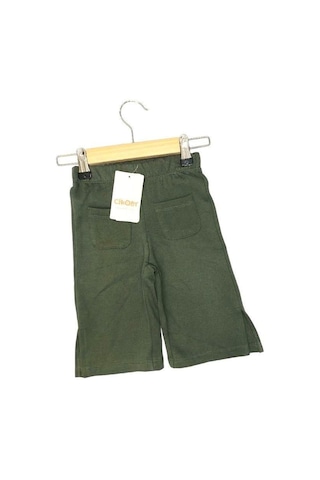 Çikoby Kız Bebek Yırtmaçlı Örme Pantolon-13578 Haki