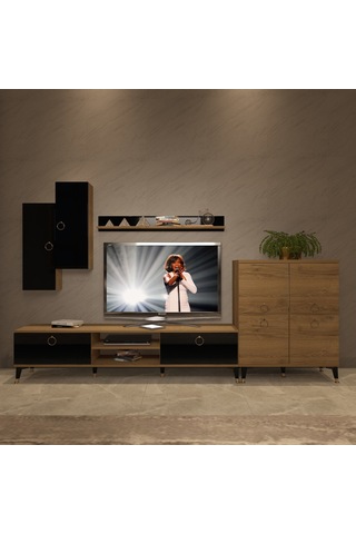Decoraktiv Eko 6 Mdf Dvd Gold Tv Ünitesi Tv Sehpası Pera - Siyah
