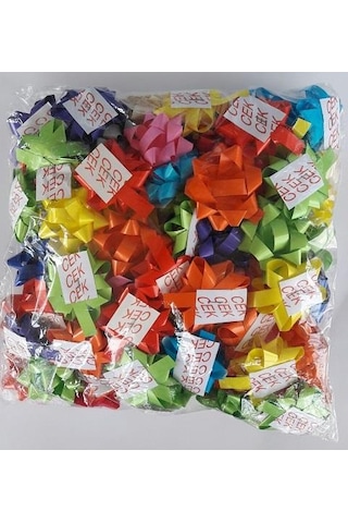 100 Adet Renkli Yapışkanlı Hediye Paketi Süsü