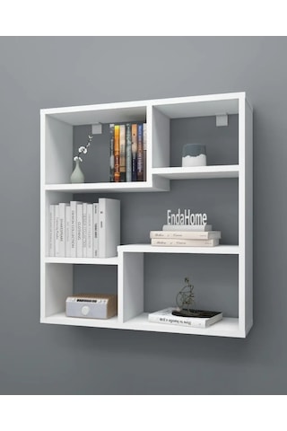 Reyo Enda Home Myra09 5 Bölmeli Modern Duvar Rafı, Mutfak Rafı Mat Beyaz Beyaz