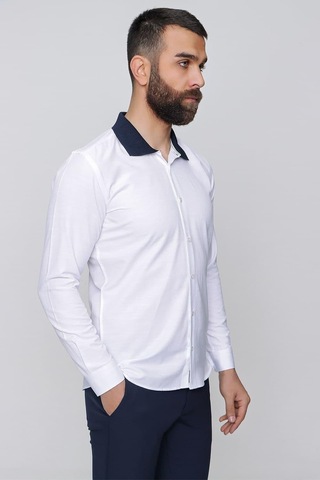 Efor G 1491 Slim Fit Beyaz Spor Gömlek Beyaz