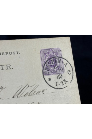 Antiye 1889 Yılı Alman Reich Döneminden 5 Pfennig Kendinden Pullu Post Kartı Postadan Geçmiş Varış Damgalı