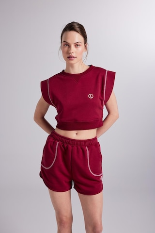 Holly Lolly Crop Kesim Kontrast Dikişli Rhode Tshirt Bordo