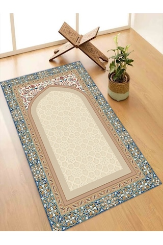 Mavi Kahve Namazlık Seccade Kaymaz Taban Keçe Süngerli Diz Ağrıtmaz Ahs961