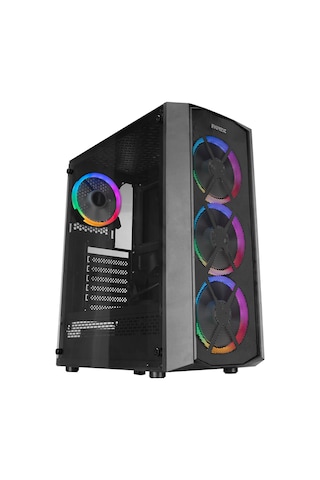 Everest Flat Mesh 4x12 CM RGB Fanlı Bilgisayar Kasası Siyah
