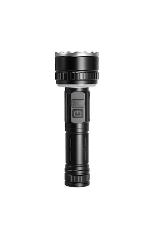 Güçlü Led El Feneri Tam Set - Tripod + Sert Taşıma Çantası + Şarj Kablosu Ve Bilek Askılı & Powerbank Özellikli 10 Mod Gri