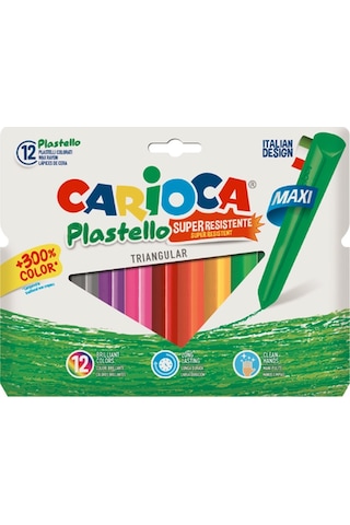 Carioca Plastello Jumbo Üçgen Yıkanabilir Pastel Boya 12'lİ