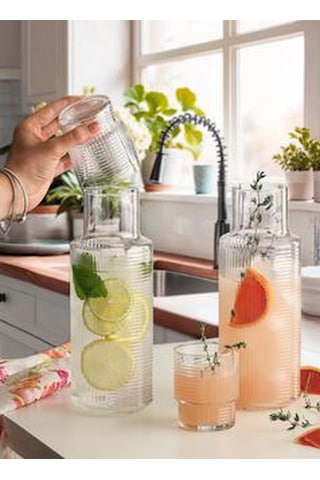 La V Helen Karaf Ve Kapaklı Bardak Seti 1200 Cc