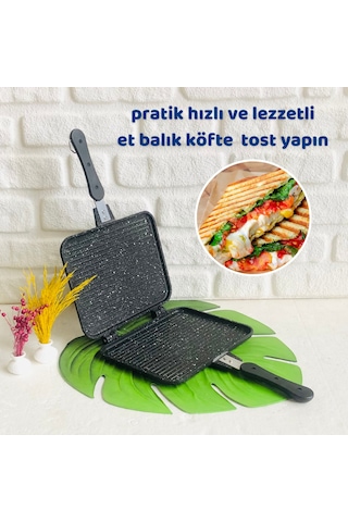 Meşeler Granit Döküm El Tost ve Çok Amaçlı Grill Tava 26 CM Siyah