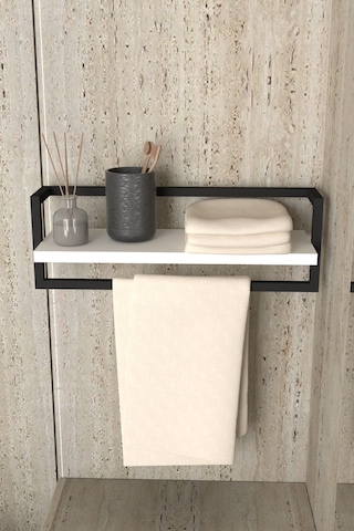 Aju Havluluk Banyo Rafı Sabunluk Şal Askılığı Havlu Askısı Banyo Mutfak Düzenleyici Çok Amaçlı Beyaz