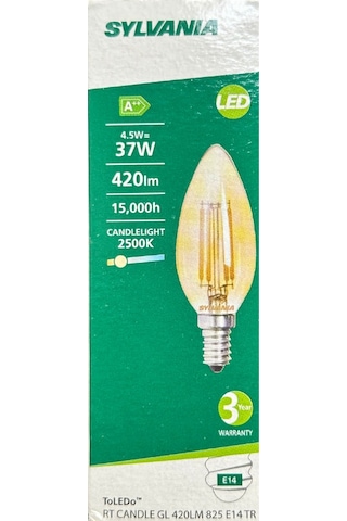 Sylvania 4,5w 37w 2500k Sarı Işık E14 Duylu Eski Tip Görünümlü Led Ampul