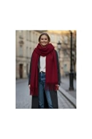 Bermody Puffy Yumuşak Dokulu Kadın Atkı Şal Omuz Şalı 50 X 190 Cm Bordo