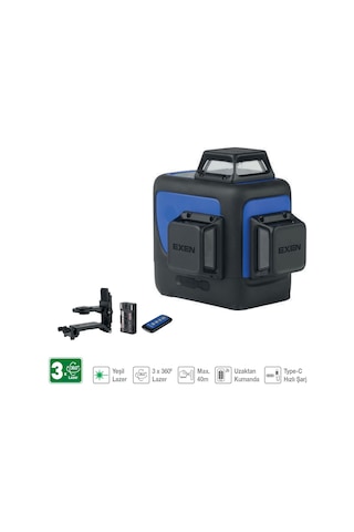 Exen Enl 363 G Şarjlı Yeşil Lazer Şakül Set 3x360 7.4v 2.6ah