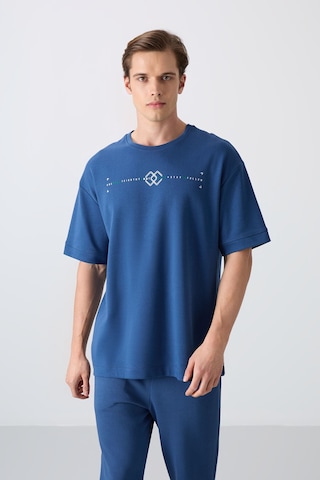 Tommy Life Parlament Pamuklu Kalın Yumuşak Dokulu Oversize Fit Baskılı Erkek T-shirt - 88323 Parlament