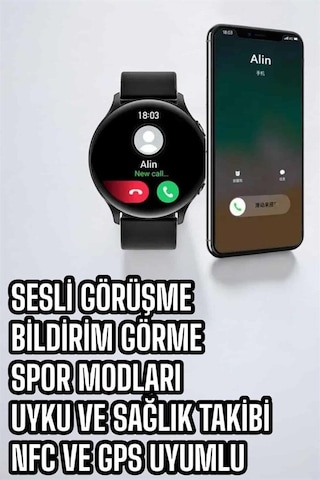 Akıllı Saat Çok Fonksiyonlu Sesli Görüşme Nfc Uyumlu Amoled Ekran Kordon Seçenekleri: Silikon, Deri, Metal