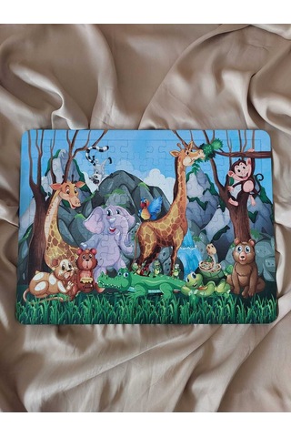 Ahşap Çocuk Puzzle Safari 108 Parça Mobilya