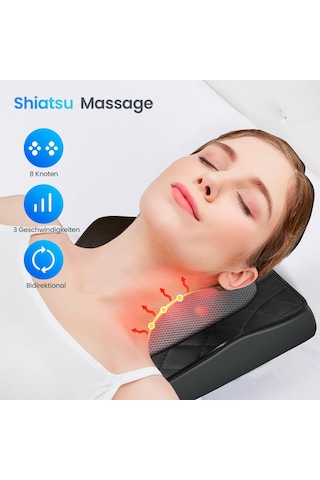 Cupilo Isı İle Sırt Ve Boyun Masajı, Ofis Koltuğu Oyun Koltuğu İçin Shiatsu Boyun Masajı, 3d Yoğurma Masaj Yastığı, Ofis Ev İçin Hediye, Anne Baba Kadınlar İçin Hediyeler