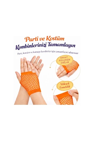 80 Ler 90 Lar Retro Neon Turuncu File Parmaksız Kısa Eldiven 11 Cm