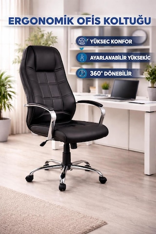 Ofis Yap Ev Ofis Çalışma Sandalyesi Bilgisayar Koltuğu Makam Koltuk Siyah Ofis Yap Ev Ofis Çalışma Sandalyesi Bilgisayar Koltuğu Makam Koltuk Siyah