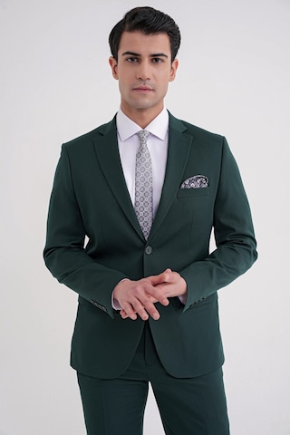 Efor Slim Fit Çift Yırtmaç Düz Yeşil Klasik Takım Elbise Tk 913 Yeşil
