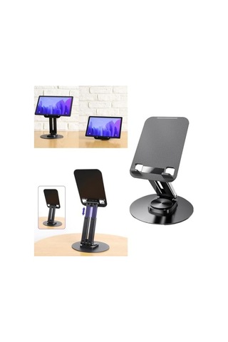 Ayarlanabilir Katlanabilir Masaüstü Telefon Standı, 360 Döner, Evrensel Uyumlu 4-8 İnç Telefon Ve 13 İnch Kadar Tablet Tutucu, Alüminyum Metal Tabanlı, Kaymaz Ve Taşınabilir 33 Cm Uzunluk Diğer