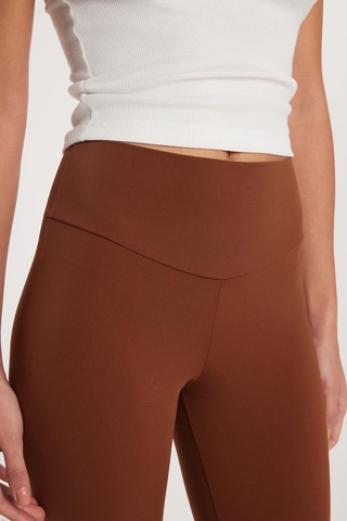 Tudors Kadın Süper Slim Beli Lastikli İnterlok Standart Boy Normal Bel Kahverengi Tayt-33528 Kahverengi