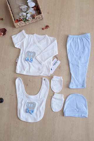 Sitilin Erkek Bebek 5 Li Hastane Çıkışı Seti Stl6419 Mavi