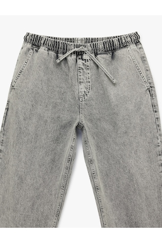 Koton Pamuklu Cepli Bol Beli Lastikli Bağcıklı Baggy Jean Pantolon Gri 6sam40231nd Gri