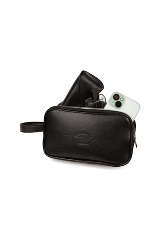 Newish Polo Erkek Siyah Deri Portföy Clutch Traş Kozmetik Bakım Ve Günlük El Çantası New277 Kahverengi