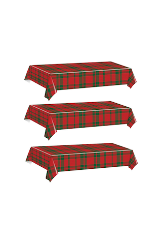 Homyl Yılbaşı Tek Kullanımlık Masa Örtüsü Tatil Su 3 Adet Büyük Kareli