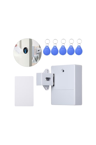 Yunboo Gri Rfıd Gizli Dolap Kilit - 5 Anahtar Dıy Elektronik Kilit, Ahşap Dolap/çekmece/gömlekçilik İçin, Kart/tag/bileklik Erişimi Pil Yok Diğer