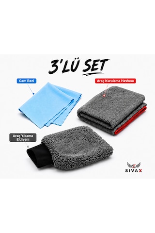3 Lü Mikrofiber Oto Yıkama Seti Oto Kurulama Bezi Oto Yıkama Eldiveni Oto Cam Bezi 3 Lü Mikrofiber Oto Yıkama Seti Oto Kurulama Bezi Oto Yıkama Eldiveni Oto Cam Bezi