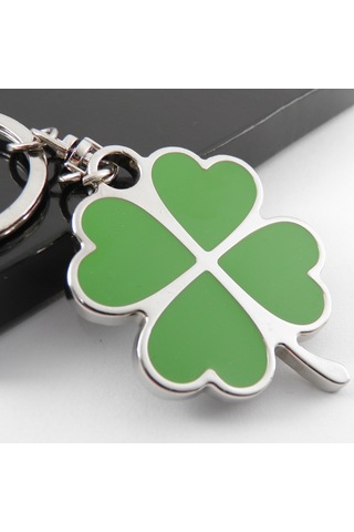 Dört Yapraklı Yonca Büyük Boy Metal Anahtarlık Yeşil Kc282