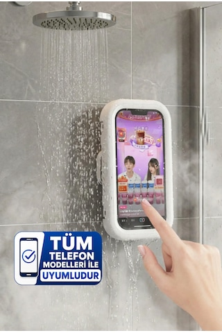 Su Geçirmez Duş İçi Telefon Kabı Suya Dayanıklı Hareketli Telefon Tutucu Banyo Standı 19 cm