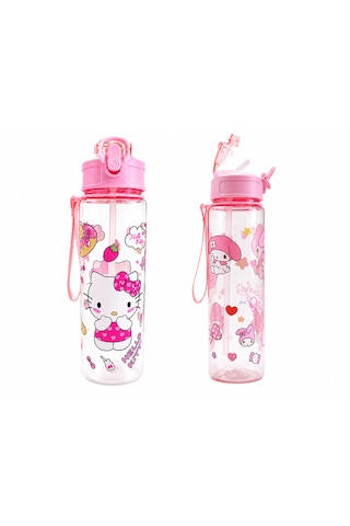 Fenomen My Melody Pipetli Matara 750 Ml Büyük Boy Askı Aparatlı Çantanın En Şirin Eşyası My Melody pembe