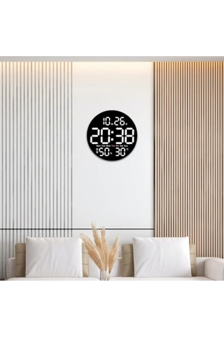 Xindoker 10 İnç Modern Ev Salonu Duvar Saati - Sessiz, Sıcaklık Nem Gösterici, Perpetual Takvim, Usb+pil İle Çalışır Diğer