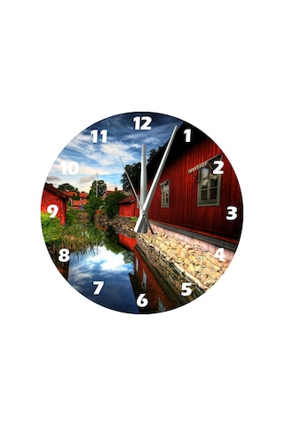 Ti-play Şehrin Ortasında Nehir 30x30cm Akrilik Dekoratif Modern Duvar Saati ÇOk Renkli