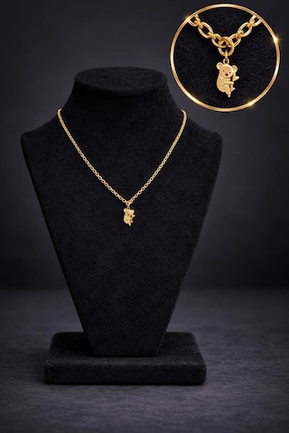 Minimal Koala Figürlü Gold Kolye