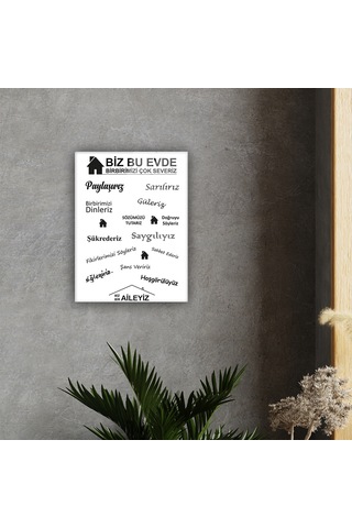 Decorita Cam Tablo | Biz Bir Aileyiz - Beyaz Fon