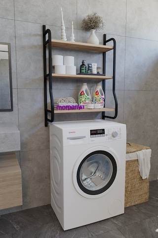 Morpanya Bony Çamaşır Makinesi Üstü Düzenleyici Raf Banyo Dolabı Rafı Makina Üstü Dolap Raf Ceviz