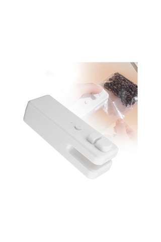 Xiyyadms Ev İçi Mini Şarjlı Torba Kapama Ve Kesme Makinesi - Gıda Tazeliğini Uzatır, Pratik Mutfak Aleti - Beyaz Beyaz