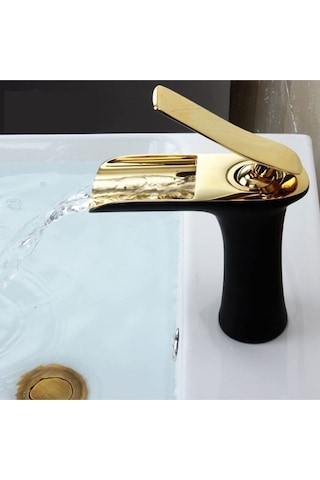 Lpd Lider Siyah Gold Şelale Lavabo Bataryası Gold