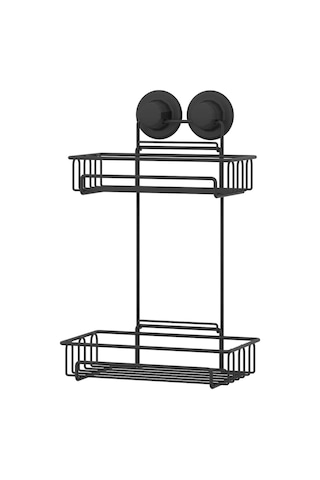 Vakumlu Banyo Rafı Şampuanlık 2 Katlı Siyah S242 Siyah