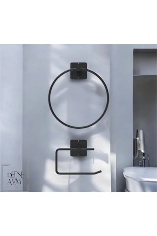 Yapışkanlı Vidalı Yuvarlak Havluluk Tuvalet Kağıdı Askısı Wc Kağıdı Tutacağı Havlu Askısı Metal Siya Diğer