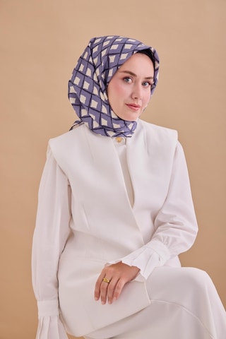 Twill İpek Eşarp 11474 - 90 X 90 / Mavi,gri,lacivert,beyaz-15 Mavi,gri,lacivert,beyaz-15