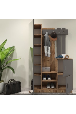 Robin Home Lenka Vestiyer Portmanto Ayakkabılık Çam-gri