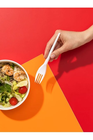 Komus Tek Kullanımlık, Plastik, 100 Adet, Beyaz Çatal 50512608 100 adet